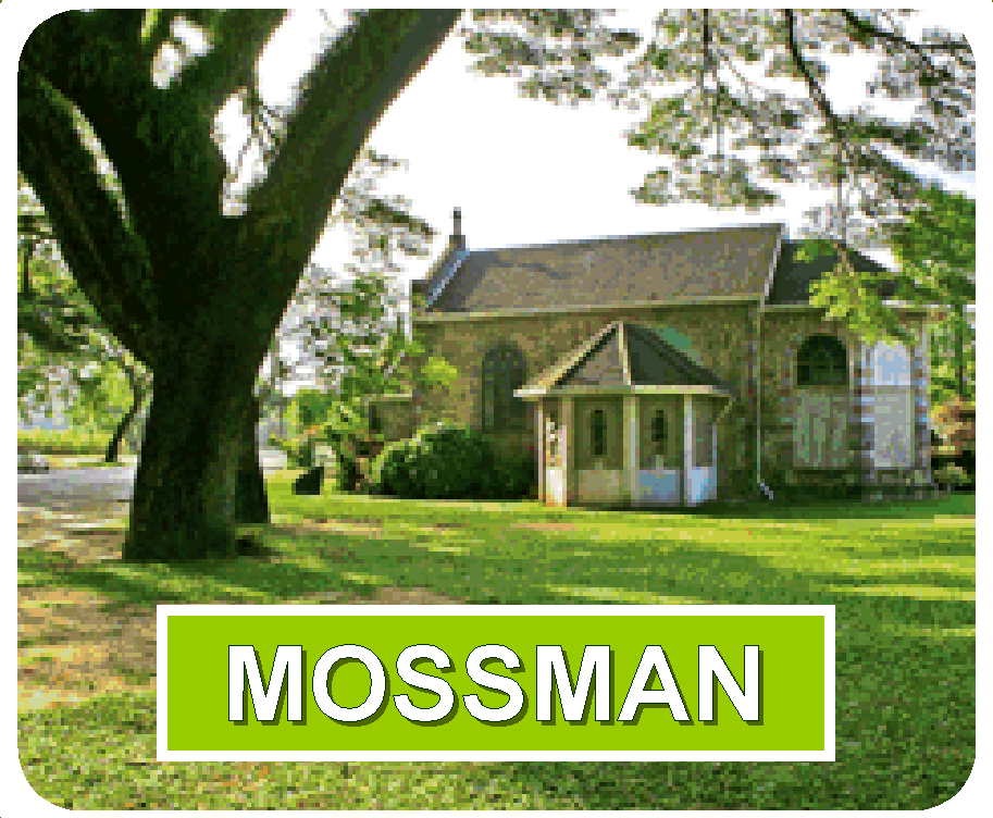 Mossman logo showing St David's Church.